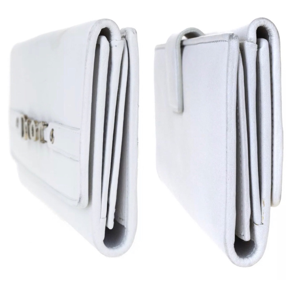 👜 DIOR Wallet White Long Logos Bifold Leather - Picture 3 of 8